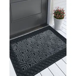 LUXEHOME INTERNATIONAL Grey & Black Hexagonal Patterned Rectangular Anti-Skid Doormat-picture-13