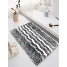 LUXEHOME INTERNATIONAL Grey & White Colourblock Anti- Skid Bath Rug-picture-34