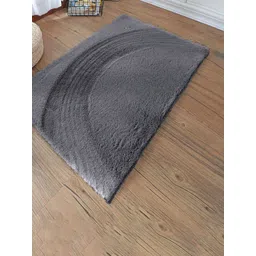 LUXEHOME INTERNATIONAL Grey Anti-Skid Rectangular Ultra Soft Ruffle Doormat image 1