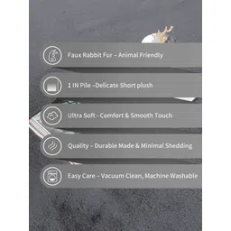 LUXEHOME INTERNATIONAL Grey Anti-Skid Rectangular Ultra Soft Ruffle Doormat image 5