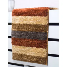 LUXEHOME INTERNATIONAL Maroon & Coffee Brown Striped Door Mats-picture-34