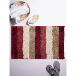 LUXEHOME INTERNATIONAL Red & Brown Striped Microfibre Anti-Skid 1850 GSM Bath Rug-picture-17