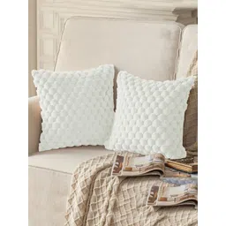 LUXEHOME INTERNATIONAL Turtle Fur Cream 2 Pieces Geometric Square Cushion Covers-picture-10