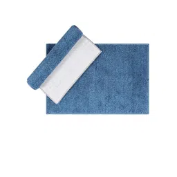 LUXEHOME INTERNATIONAL Unisex Set Of 2 Blue Solid Microfibre 1800 GSM Bath Rug-picture-12