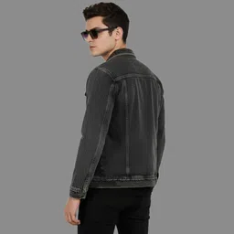 luxestyle Men Textured Denim Jacket image 3