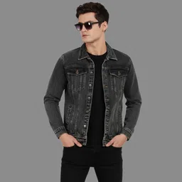 luxestyle Men Textured Denim Jacket image 1