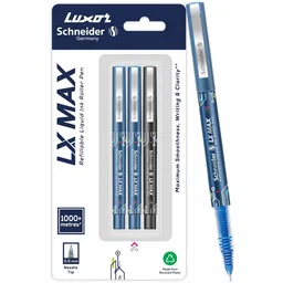 luxor schneider LX MAX | Needle Tip | 0.5 mm | 1000+ Meters Writing Length | German Technology Roller Ball Pen-picture-25