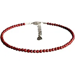 LuxoraX | Natural Red Jasper (2 MM) Beaded Anklet with Gold Clasp – 8 Cts,Adjestable Thin Micro Delicate Crystal Faceted Bracelet For Girls and Women-picture-16