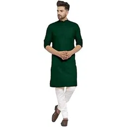 luxrio Kurta Set for Men with Pyjamas Cotton Blend Long Solid Straight Fit-picture-26