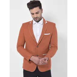 LUXURAZI Men Brown Solid Tailored Fit Single Breasted Blazer-picture-14