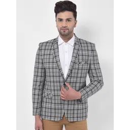 LUXURAZI Men Checked Slim-Fit Single Breasted Blazer-picture-12