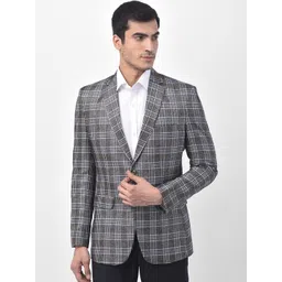 LUXURAZI Men Grey Checked Single-Breasted Formal Blazer-picture-17