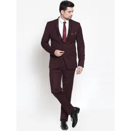 LUXURAZI Men Maroon Solid Slim-Fit Tuxedo Two-Piece Suit-picture-13