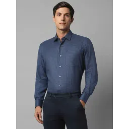 Luxure By Louis Philippe Blue Cotton Regular Fit Printed Shirt-picture-22
