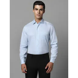 Luxure By Louis Philippe Blue Cotton Slim Fit Texture Shirt-picture-10