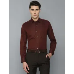 Luxure By Louis Philippe Maroon Regular Fit Printed Shirt-picture-10