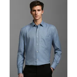 Luxure by Louis Philippe Men Classic Spread Collar Checked Cotton Formal Shirt-picture-38