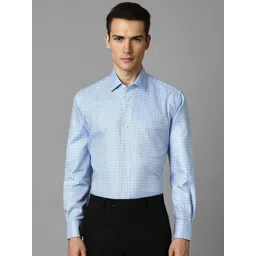 Luxure by Louis Philippe Men Classic Spread Collar Checked Cotton Formal Shirt-picture-34