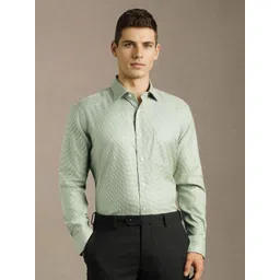 Luxure by Louis Philippe Men Micro Checked Spread Collar Pure Cotton Formal Shirt-picture-30