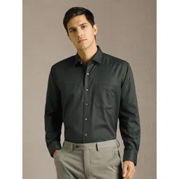 Luxure by Louis Philippe Men Micro Checked Spread Collar Pure Cotton Formal Shirt-picture-32