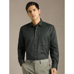 Luxure by Louis Philippe Men Micro Checked Spread Collar Pure Cotton Formal Shirt-picture-35