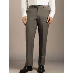 Luxure by Louis Philippe Men Self Design Mid-Rise Slim Fit Formal Trousers-picture-24