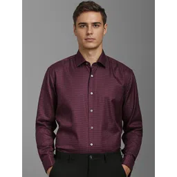 Luxure by Louis Philippe Men Spread Collar Checked Cotton Formal Shirt-picture-19