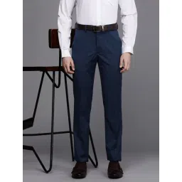 Luxure By Louis Philippe Navy  Slim Fit Trousers-picture-12