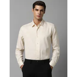 Luxure by Louis Philippe Self Design Textured Slim Fit Pure Cotton Formal Shirt-picture-39