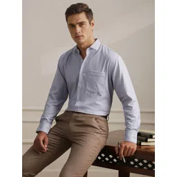 Luxure by Louis Philippe Spread Collar Pure Cotton Formal Shirt image 1