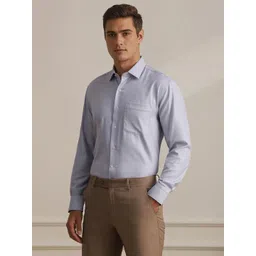 Luxure by Louis Philippe Spread Collar Pure Cotton Formal Shirt image 4