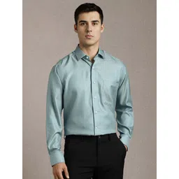 Luxure by Louis Philippe Textured Regular Fit Cotton Silk Formal Shirt-picture-10