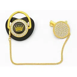 Luxury Crown Baby Pacifier with Chain – Gold & Black | Safe, Non-Toxic, BPA Free, Elegant Gift for Baby Shower (0–12 Months)-picture-27