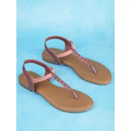 Luxyfeel Embellished T-Strap Flats With Backstrap-picture-3