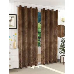 LUZDECOR Brown 2 Pieces Floral Printed Black Out Window Curtains-picture-12