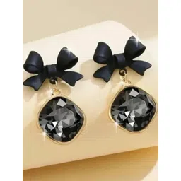 LVISHI Bow Detail With Cubic Zirconia Studs Earrings-picture-38