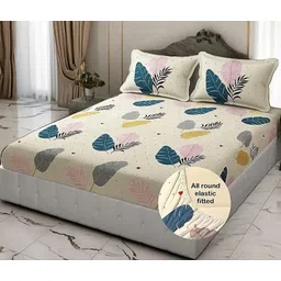 lx loyrex 600 TC Cotton King Printed Fitted (Elastic) Bedsheet-picture-11