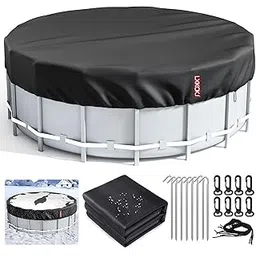 LXKCKJ 18 Ft Round Pool Cover, Solar Pool Covers for Above Ground Pools, Winter Pool Cover Protector with Pool Accessories, PE Tarp Ideal for Waterproof and Dustproof (Black)-picture-19