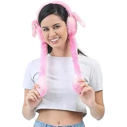 lybst Moving Ear Pink Plush Earmuffs, Interactive Winter Accessories with Sound Effects, Super Soft and Warm, One Size Fits All, Perfect for Kids Playdates, Rabbit Ear Headband (1 pcs, Multicolor)-picture-17