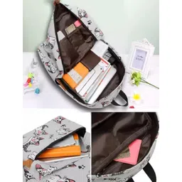 Lychee bags Women Grey Graphic Printed Canvas Backpack-picture-20