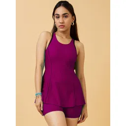 LYCOT Round Neck Swimming Dress With Attached Shorts-picture-21