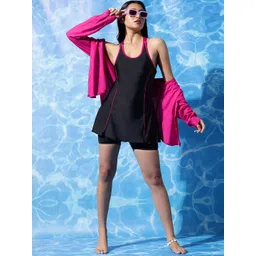 LYCOT Round Neck Swimming Dress With Attached Shorts-picture-34