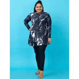 LYCOT Women Plus Size Printed Round Neck Swimming Dress-picture-28