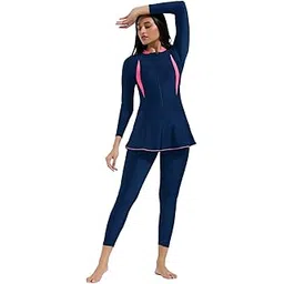 lycot Women's Frock Style Full Sleeves Full Tights Piping Pattern Swimwear-picture-30