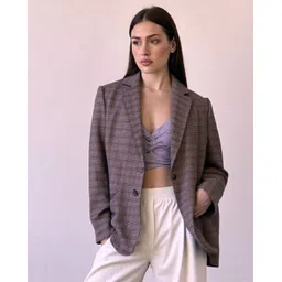 lyketrends Women Houndstooth Tuxedo Style Formal Blazer-picture-27