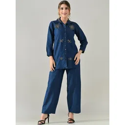 Lykit Embroidered Shirt Collar Top & Trousers Co-Ords-picture-28