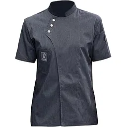 lyla Chef Jacket Short Sleeve Cooking Clothes Simple Chef Coat for Restaurant Gray M-picture-53