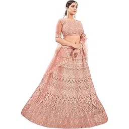 Sequence Embroidered Flared A-Line Semistitched Lehenga Choli with Dupatta-image-9