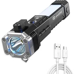 lynacz Multi-Function 8-in-1 LED Torch Light | Rechargeable Magnetic Flashlight with USB Charging, Glass Breaking Hammer & Seatbelt Cutter for Camping, Road Trips & Emergency Kits-picture-47