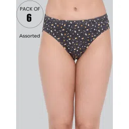 Lyra Assorted Color Cotton Printed Bikini Panties - Pack Of 6-picture-28